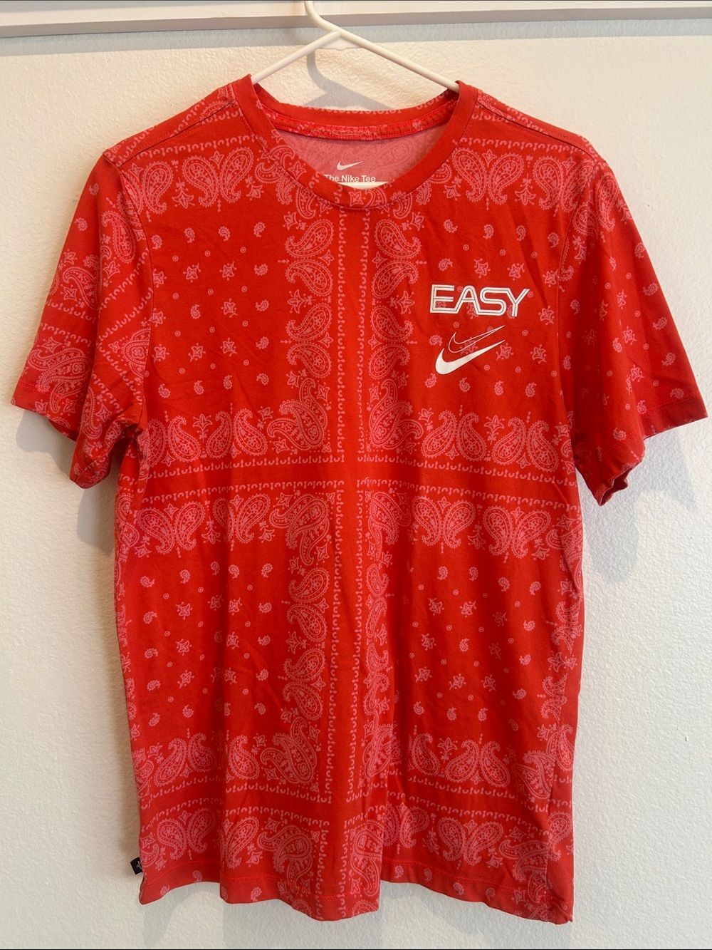 Nike Red Bandana-Print EASY Logo Short Sleeve Tee KD Dri-Fit